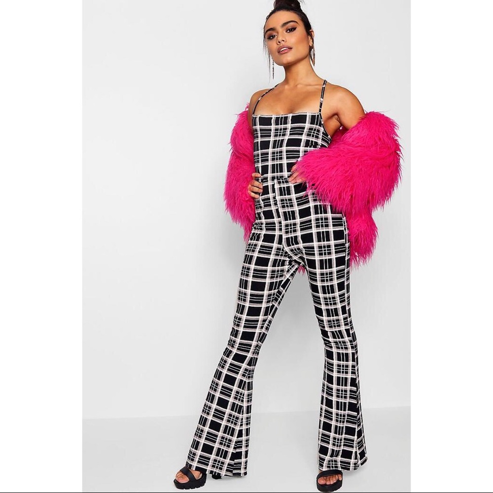 Boohoo Square Neck Wide Leg Jumpsuit